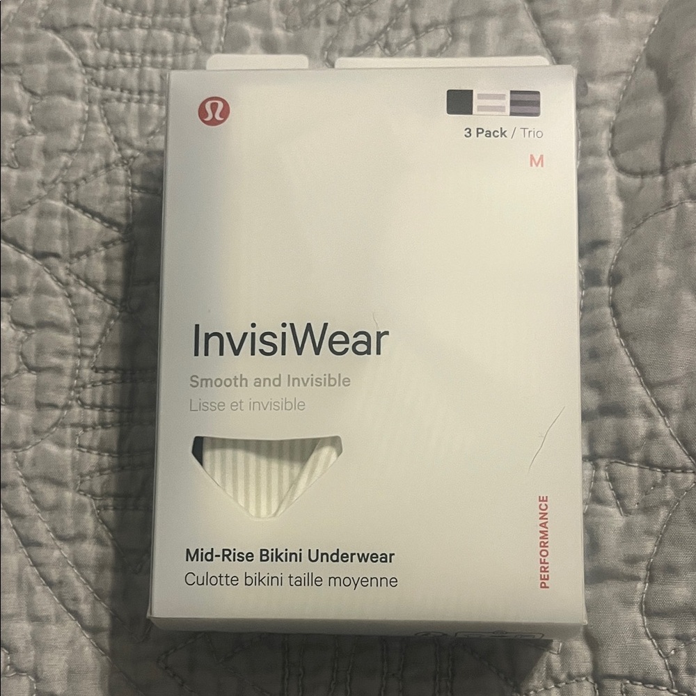 NWT lululemon InvisiWear Mid-Rise Bikini Underwear - Black and White size M